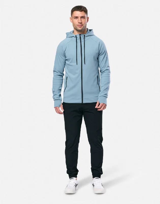 Chill Patch Zip Hoodie in Steel Blue