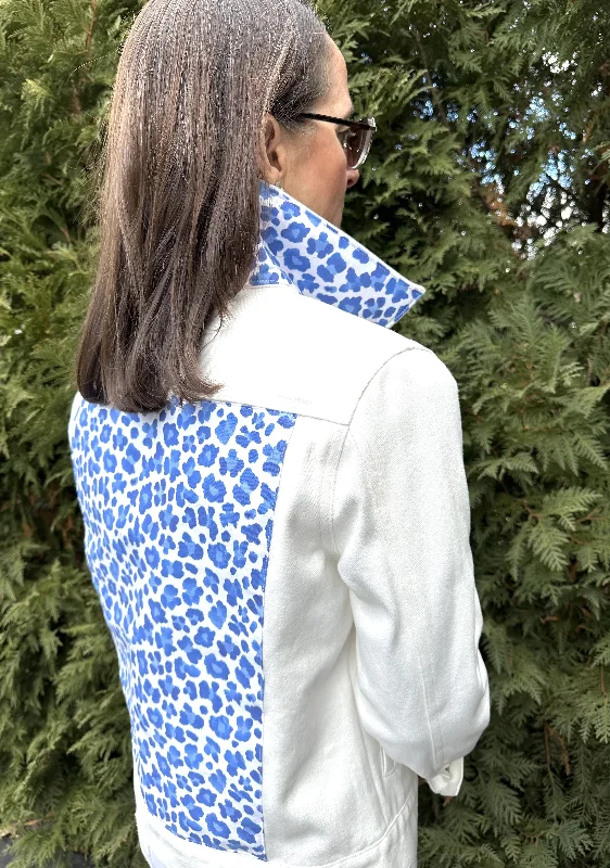 Dorothy White Denim Jacket w Blue Cheetah (DWJ15)