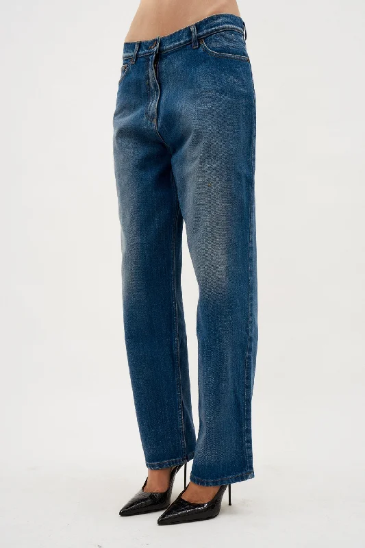 Loose Leg Denim Vintage Blue Pants