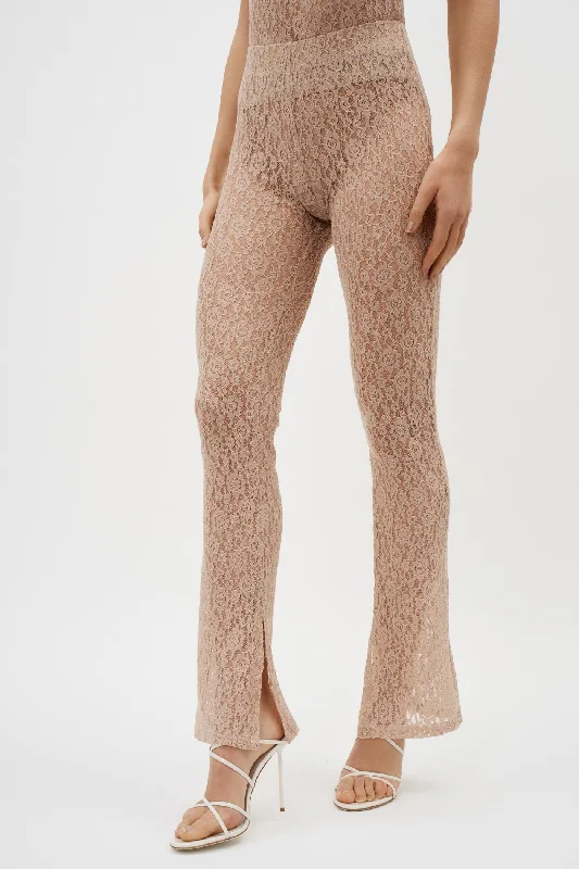 Low Rise Beige Lace Legging