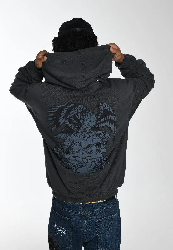 Mens Eye-Ball Graphic Hoodie - Charcoal