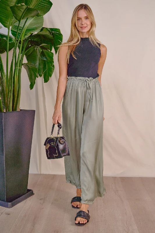 Relaxed and Comfy  Satin Wide-Leg Pants