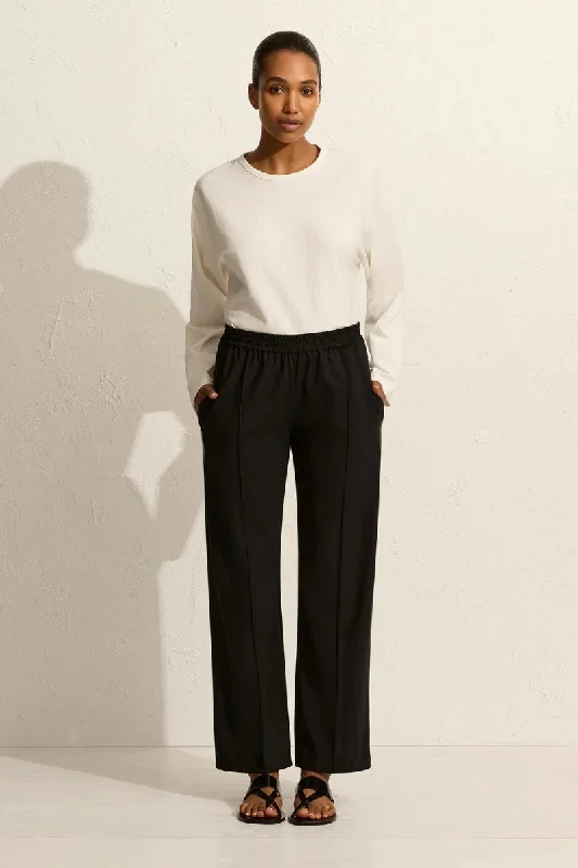 RELAXED PIN-STITCH TROUSER-BLACK