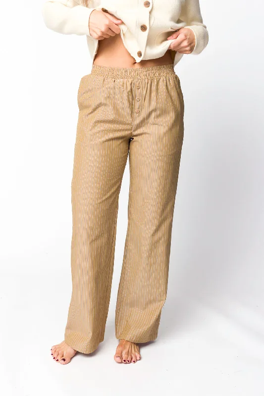 Michelle Striped Pajama Style Pants in Camel