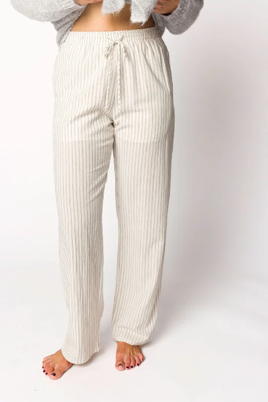 Julie Striped Cotton Pants in Ivory/Black