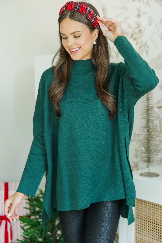 Going With You Emerald Green Mock Neck Sweater