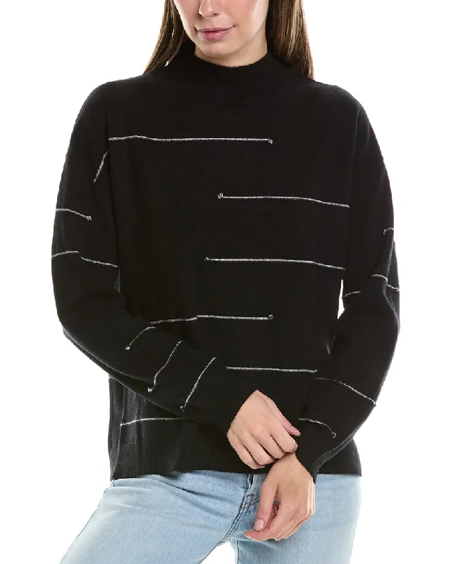 InCashmere Broken Stripe Cashmere Sweater