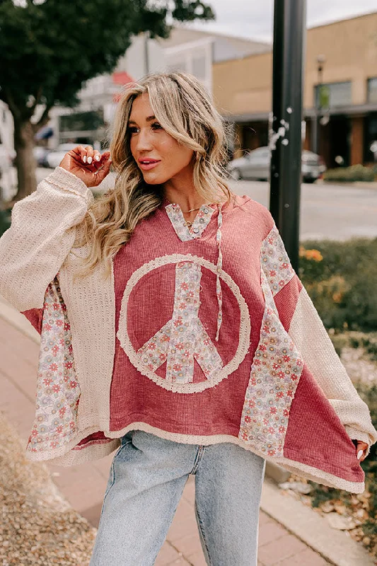 Peaceful Moment Knit Hoodie in Aurora Red