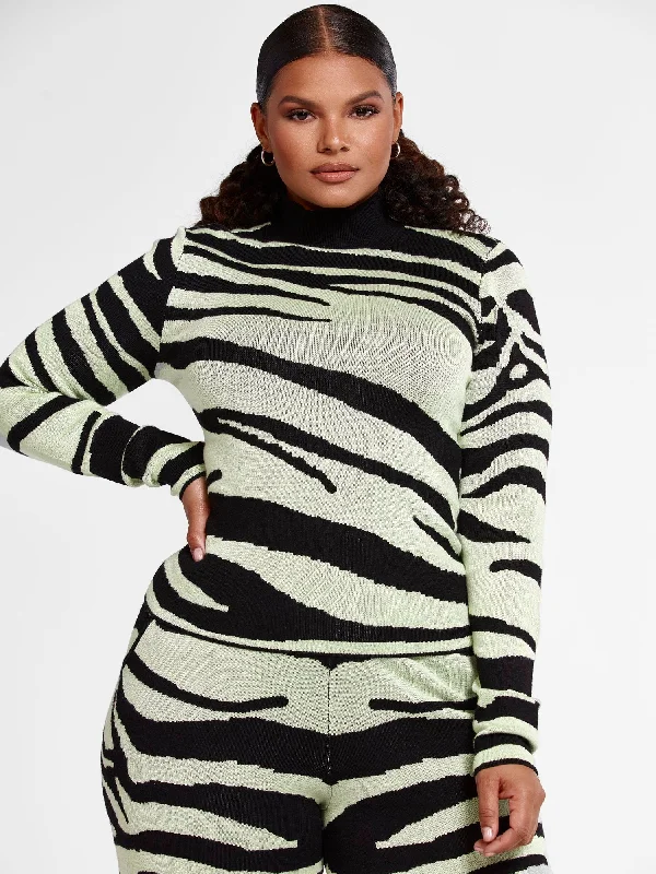 Tara Zebra Print Mockneck Top