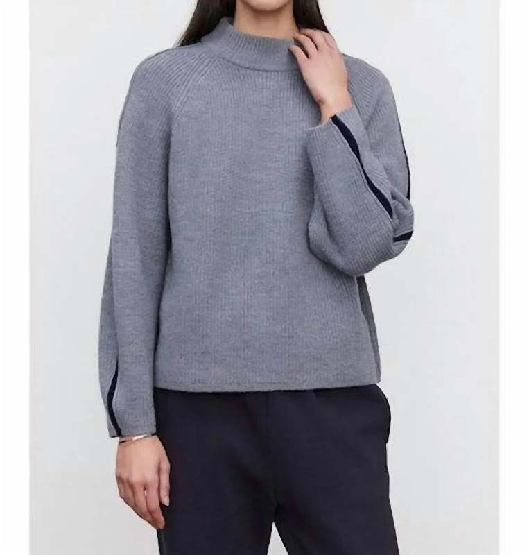 Teagan Sweater In Heather Grey/navy