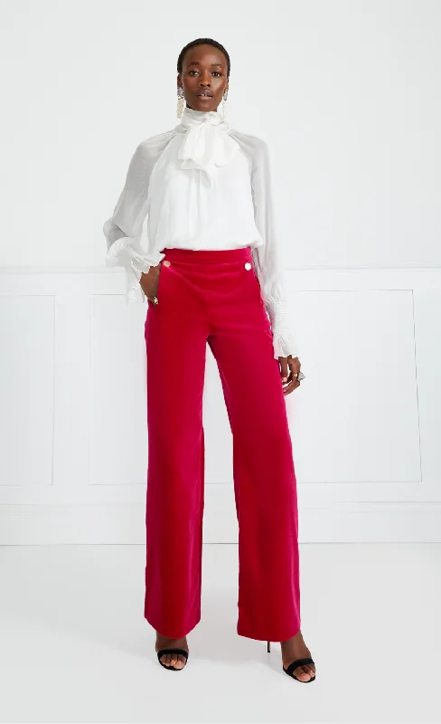 Clove Velvet Waisted Trousers - Hot Pink