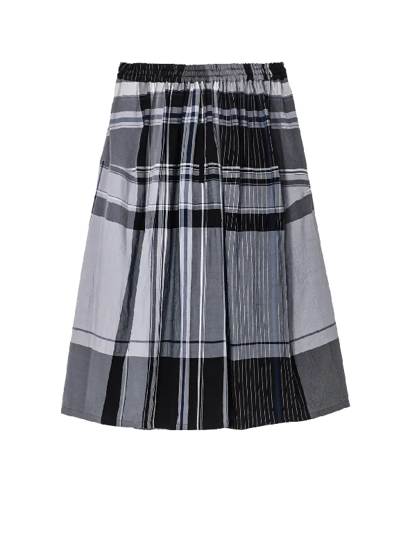 RAYON WRINKLED PLAID SKIRT