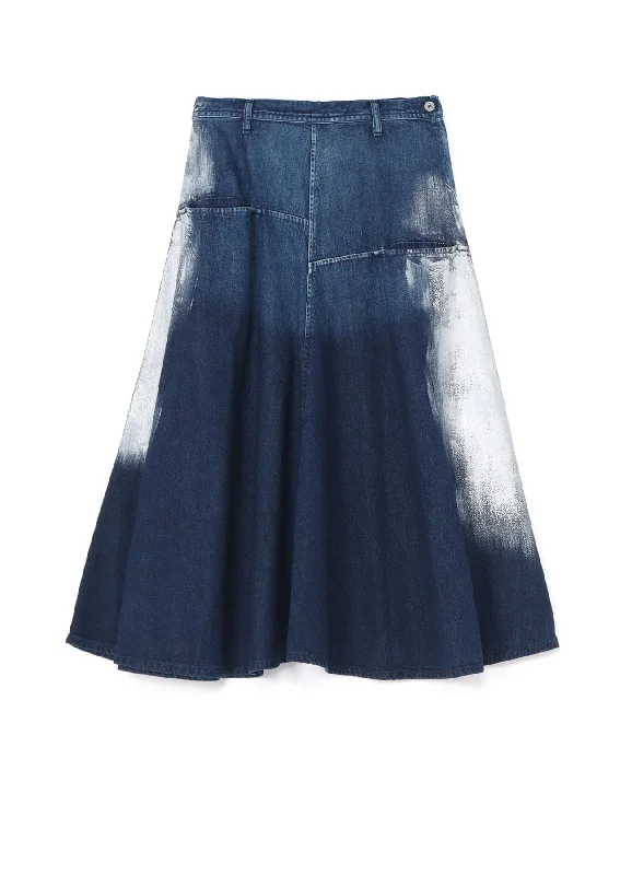 GUSSET FLARE DENIM SKIRT