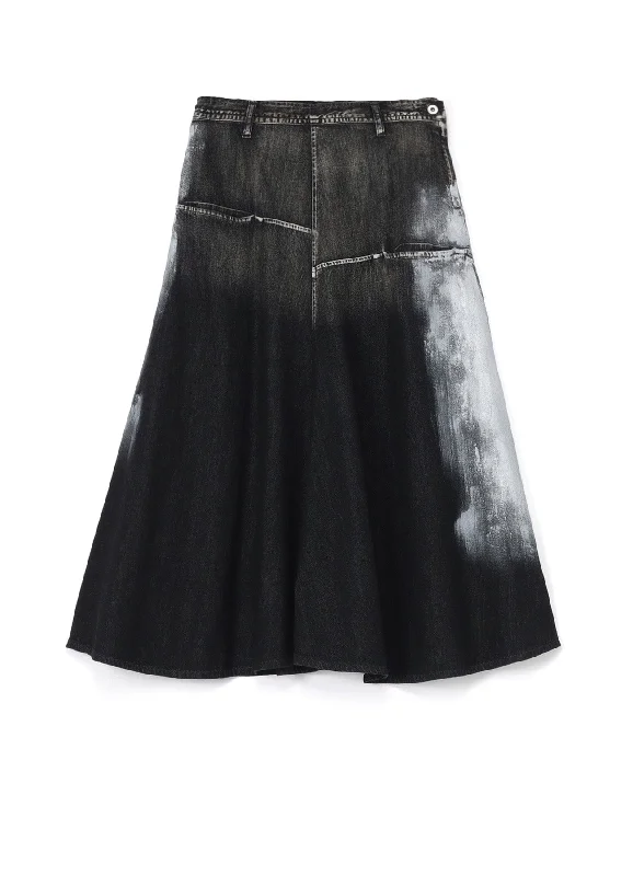 GUSSET FLARE DENIM SKIRT