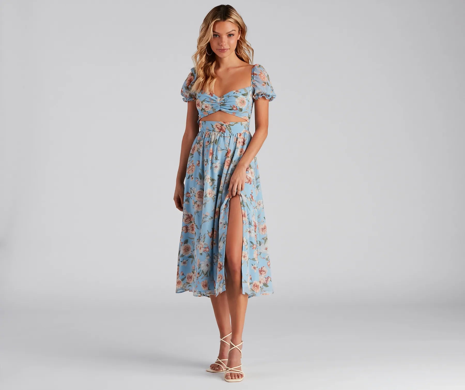 Life's A Breeze Floral Cutout Midi Dress