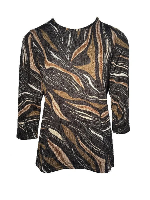 leaf print round neck tunic