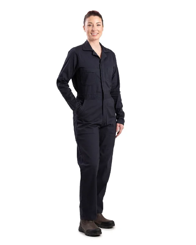 Berne Womens Highland Flex Unlined Navy Cotton Blend Work Coverall