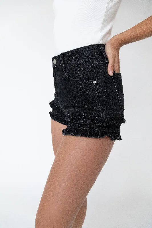 RUFFLE DENIM SHORT