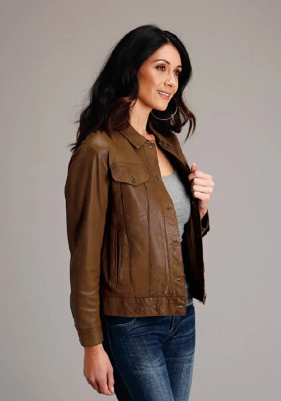 Stetson Womens Smooth Jean Brown Leather Leather Jacket