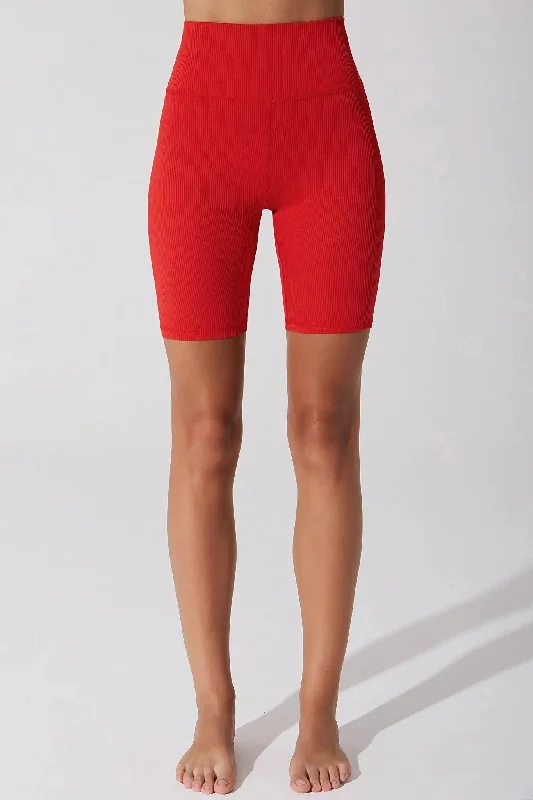 Elite Ribbed Bikershort - Savvy Red